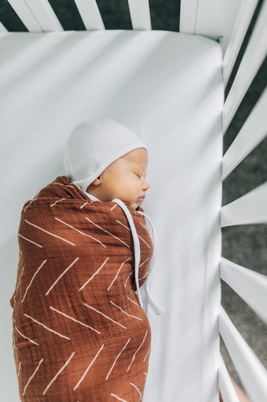 Pre Order - Mebie Baby - Rust Mudcloth Muslin Swaddle Blanket