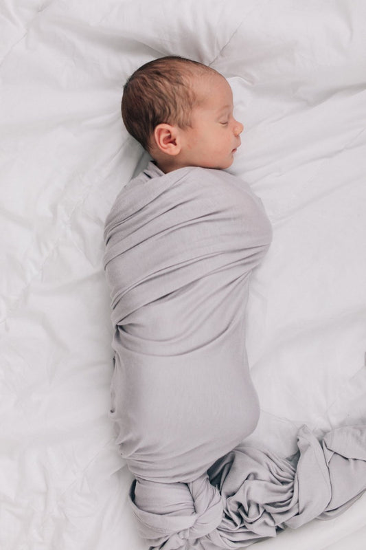 Pre order - Mebie Baby - Stone Bamboo Stretch Swaddle