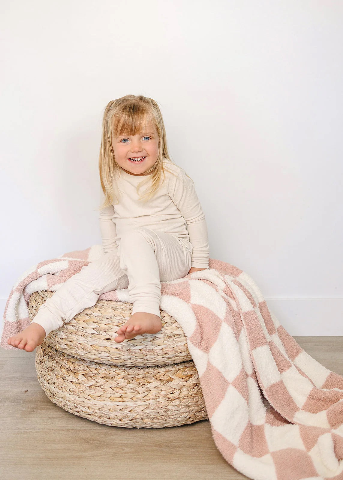 Pre Order - Mebie Baby - Pink Checkered Plush Blanket