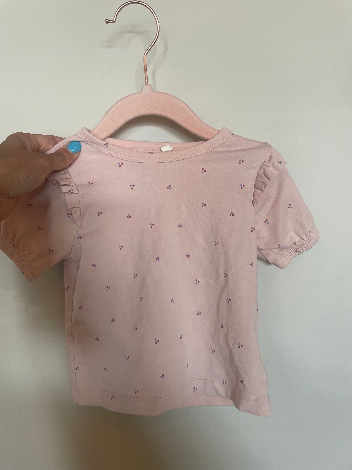 AM - Consignment - En-Fant pink dot ruffle shirt - 9M