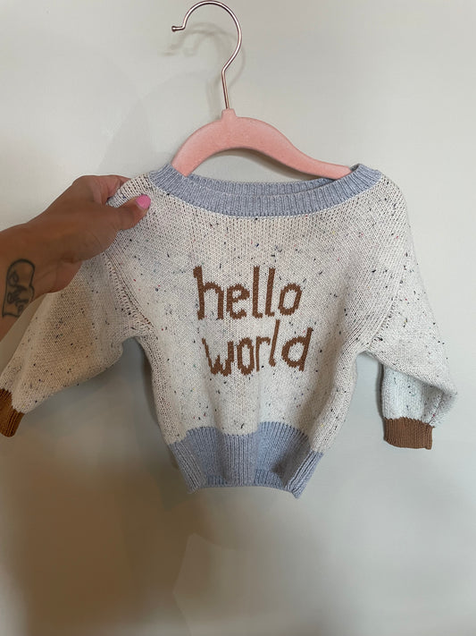 KD-Consignment-Rise Little Earthling Hello World Knit Sweater 3-6M