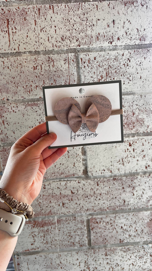 Honeycomb Cork - Minnie Bow Headband- Biege