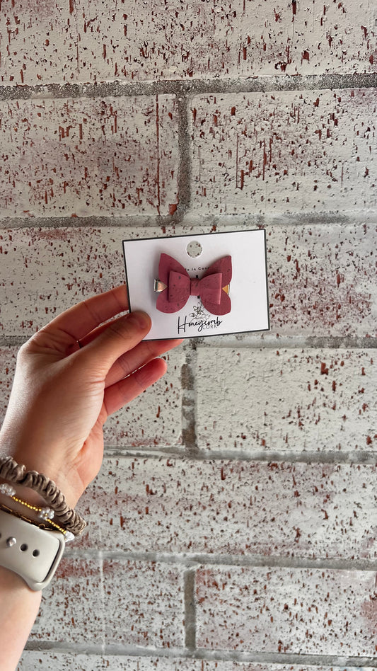 Honeycomb Cork - Butterfly Bow - Clip - Pink