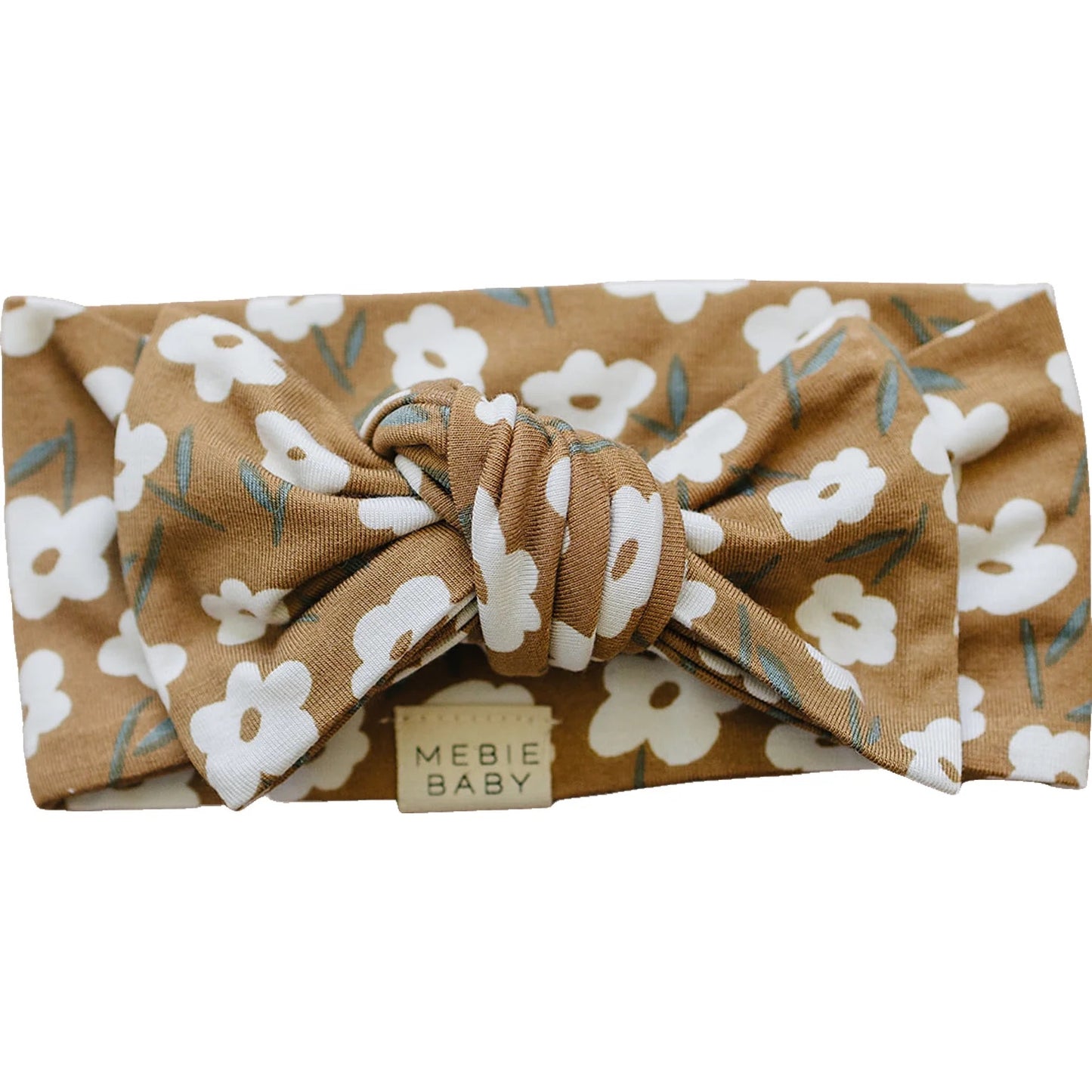 Pre Order - Mebie Baby - Ribbed Bamboo Mustard Floral Head Wrap