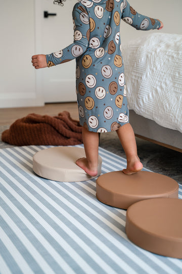 Pip & Phee - Long Sleeve Shirt Dress - Brown Smiley