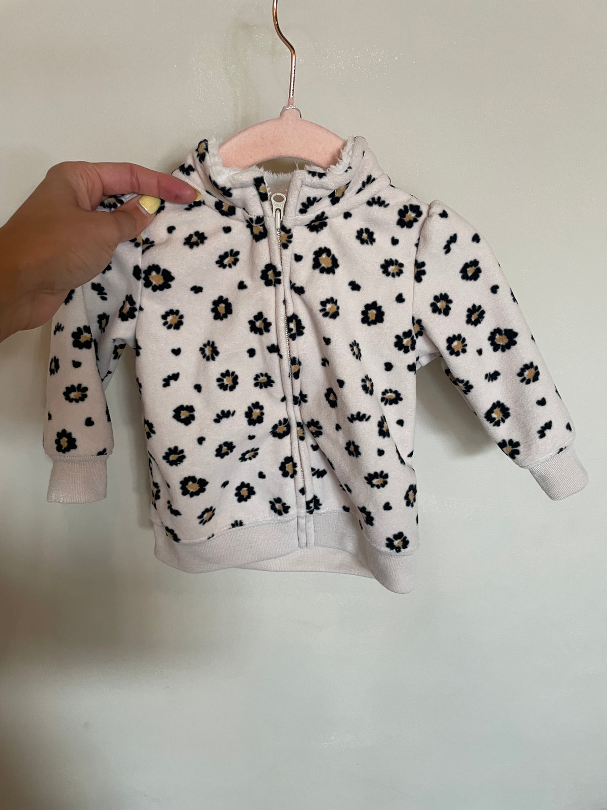 CC - Consignment - Carters White Flower Zip Up - 3-6M