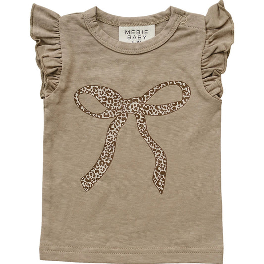Mebie Baby - Cheetah Bow Ruffle Tee