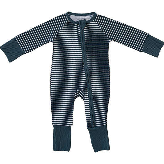 Mebie Baby - Navy Stripes Ribbed Bamboo Zipper