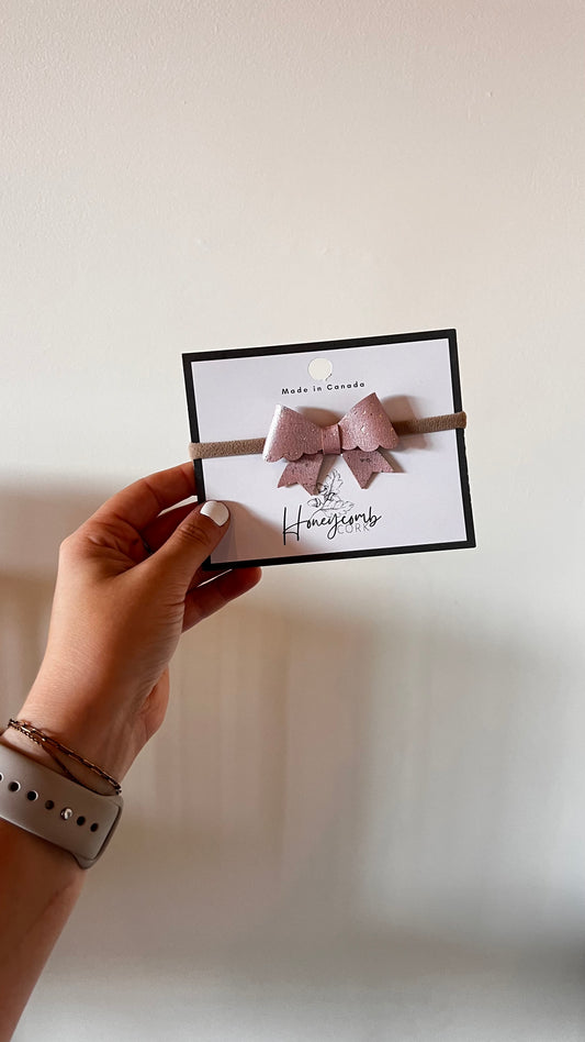 Honeycomb Cork - Kenna Bow - Headband - Light Pink