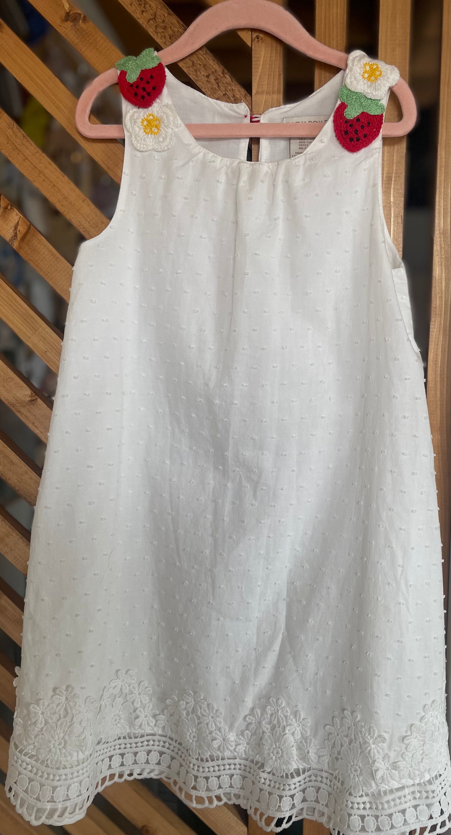 GC-Consignment-Cynthia Rowley White Strawberry Dress With Clips - 7T