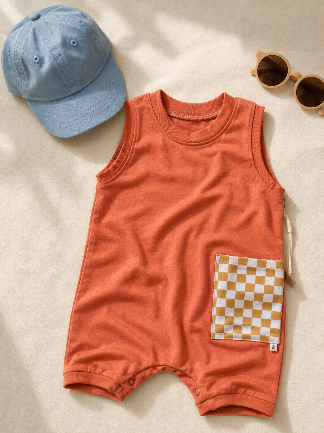 Teddy Little - Check Pocket Romper