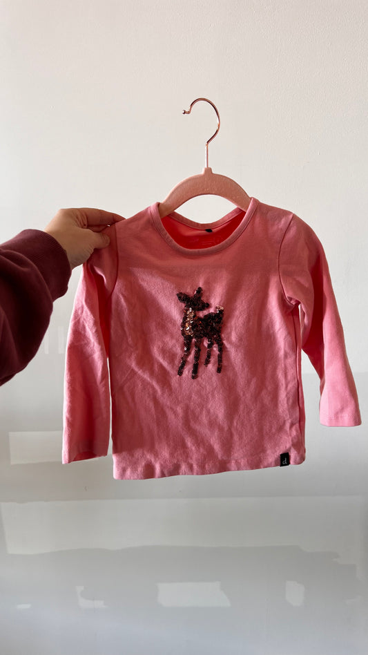 MR - Consignment - Deux Par Deux - Pink Deer Long Sleeve 2T