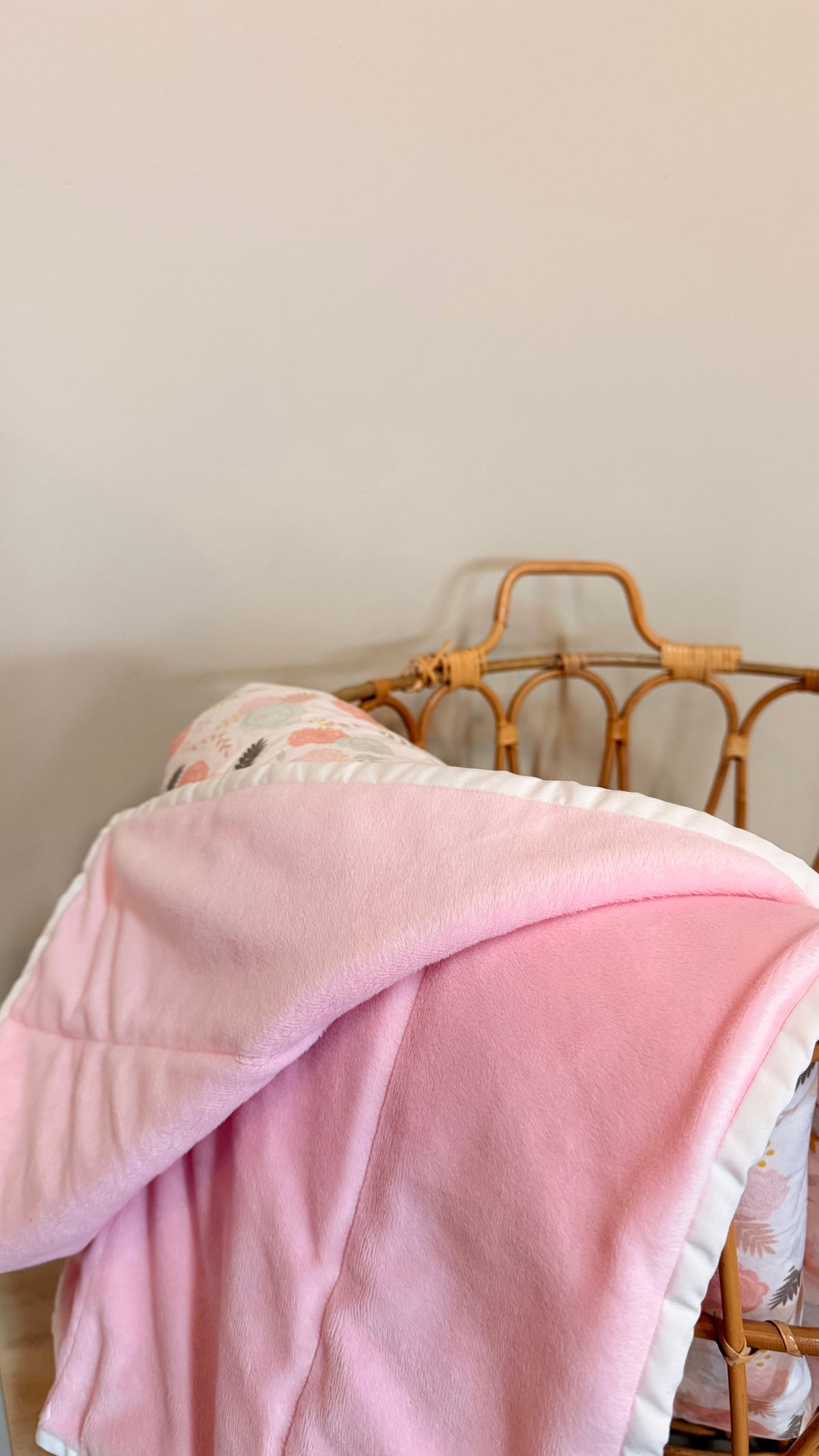 baby B basics - Pink Floral Quilted Baby Blanket 40x58