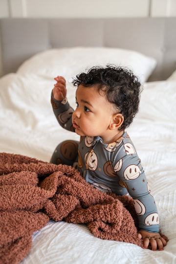 Pip & Phee - Footless Bamboo Sleeper - Brown Smiley