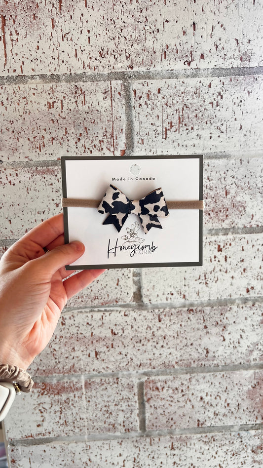 Honeycomb Cork - Kenna Bow - Headband - Cow Print