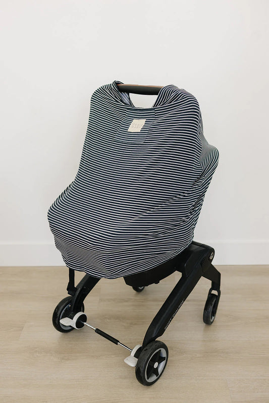Mebie Baby - Navy Stripes Ribbed Bamboo Multi-Use Cover