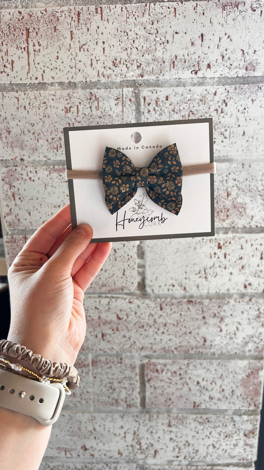 Honeycomb Cork - Darla Bow Headband - Teal Daisy