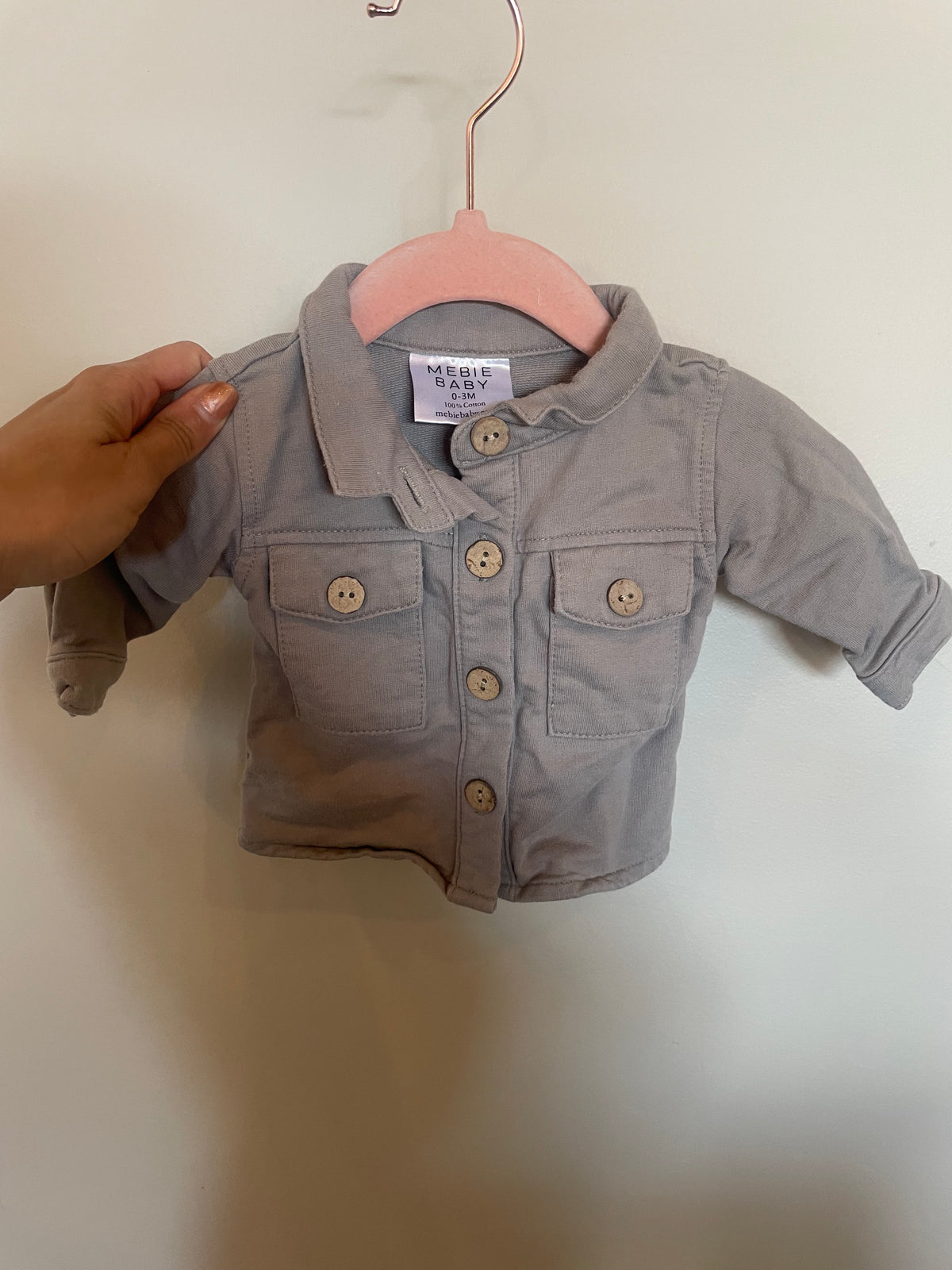 JH - Consignment - Mebie Baby Green Button Up - 0-3M