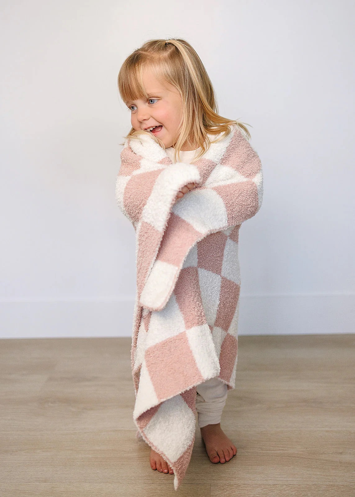 Pre Order - Mebie Baby - Pink Checkered Plush Blanket