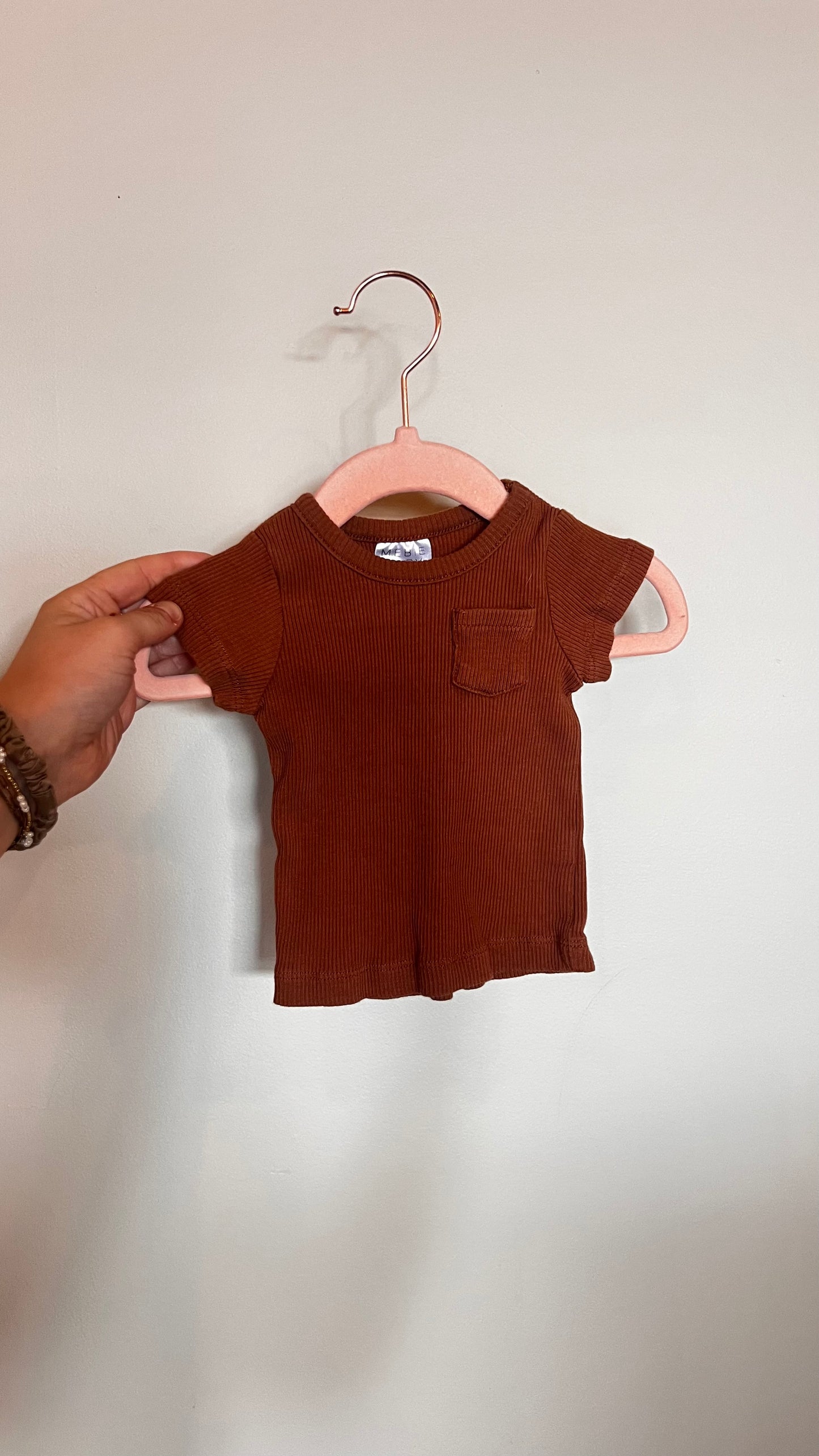 CM - Consignment - Mebie Baby Rust Ribbed Tee 0-3M