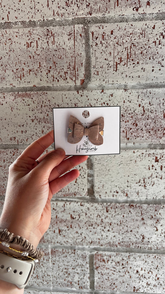 Honeycomb Cork - Butterfly Bow - Clip - Beige