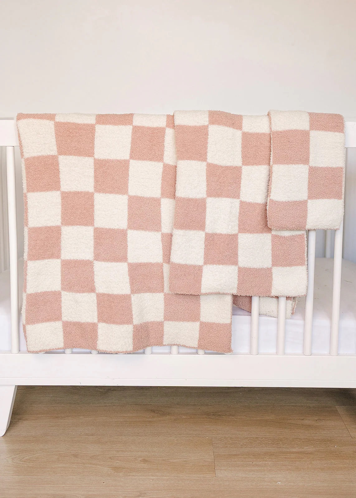 Pre Order - Mebie Baby - Pink Checkered Plush Blanket