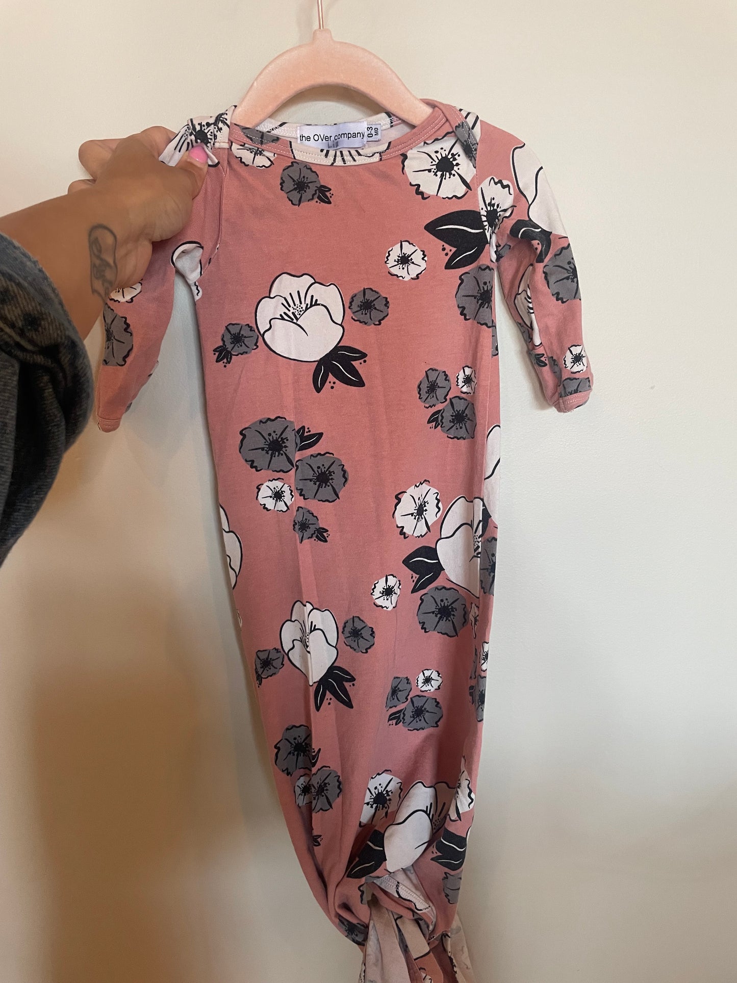 KB - Consignment - The Over Company Pink Floral Knot Gown - 0-3M