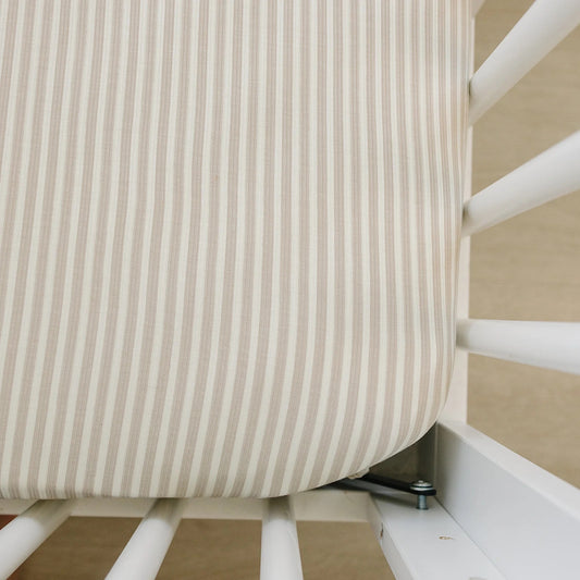 Pre Order - Mebie Baby - Taupe Stripe Bamboo Crib Sheet
