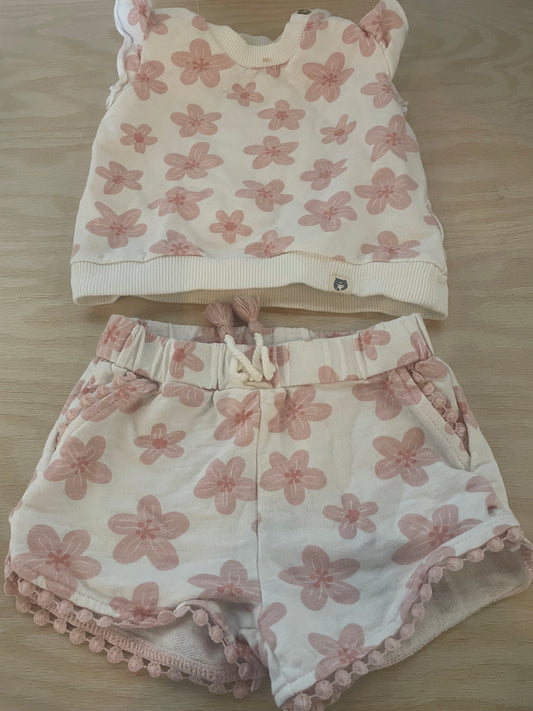 CC-Consignment-Rabbit Bear Floral Summer Set -  6-9M