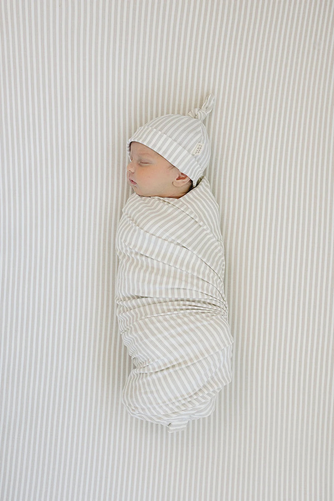 Pre Order - Mebie Baby - Taupe Stripe Bamboo Crib Sheet