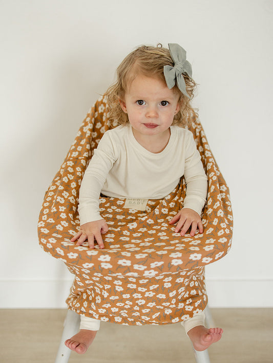 Mebie Baby - Mustard Floral Bamboo Multi-Use Cover