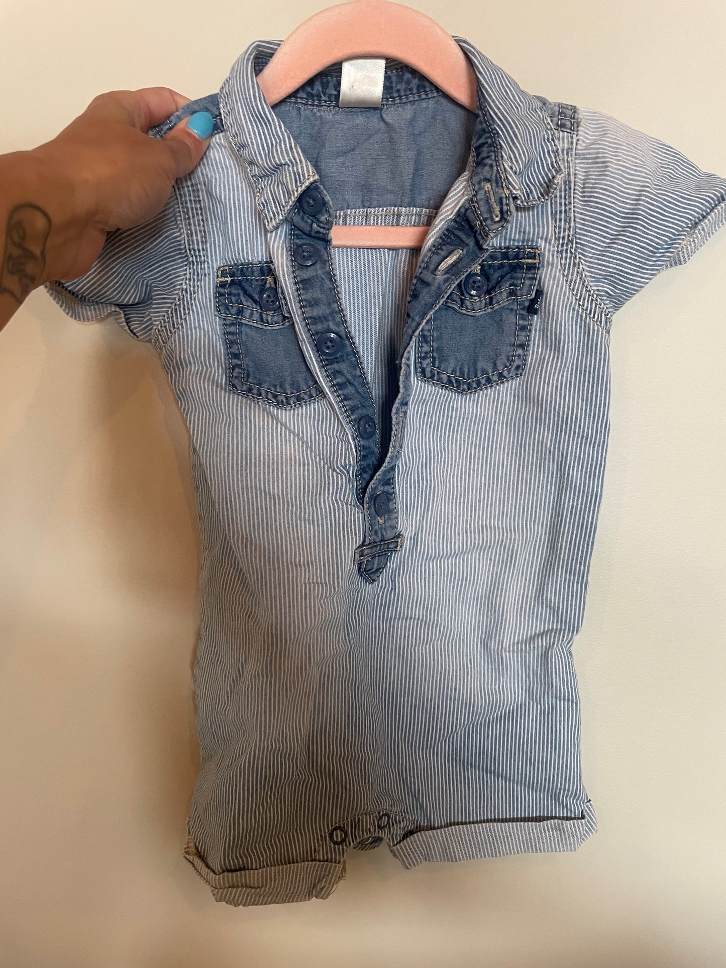 JE - Baby Bgosh Jean Stripped Romper - 18M