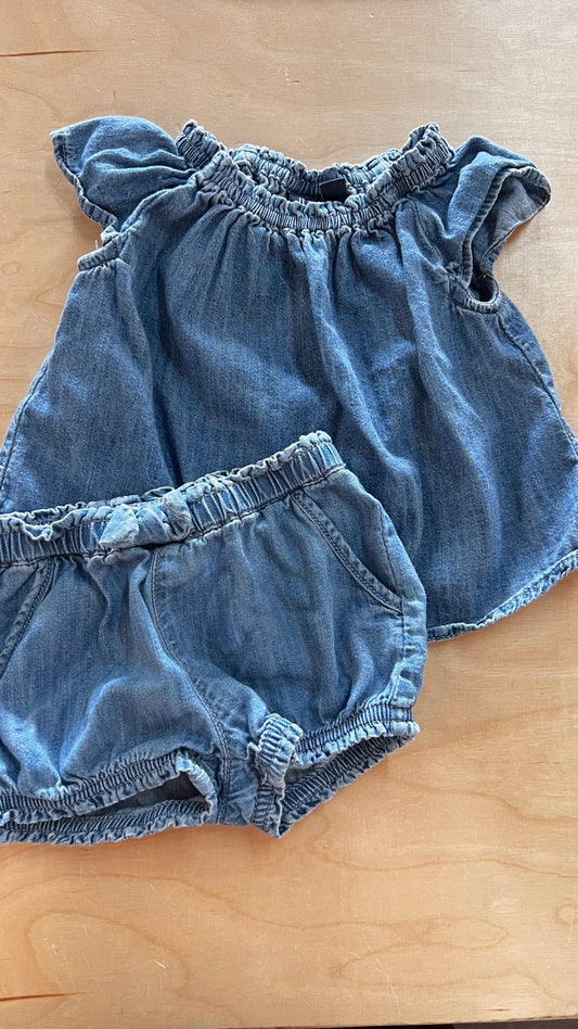 KD - Consignment - Gap Denim Two Piece Short Set 3-6M