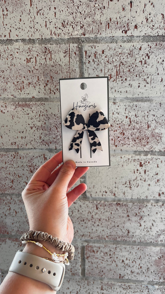 Honeycomb Cork - Stella Bow - Clip - Cow Print