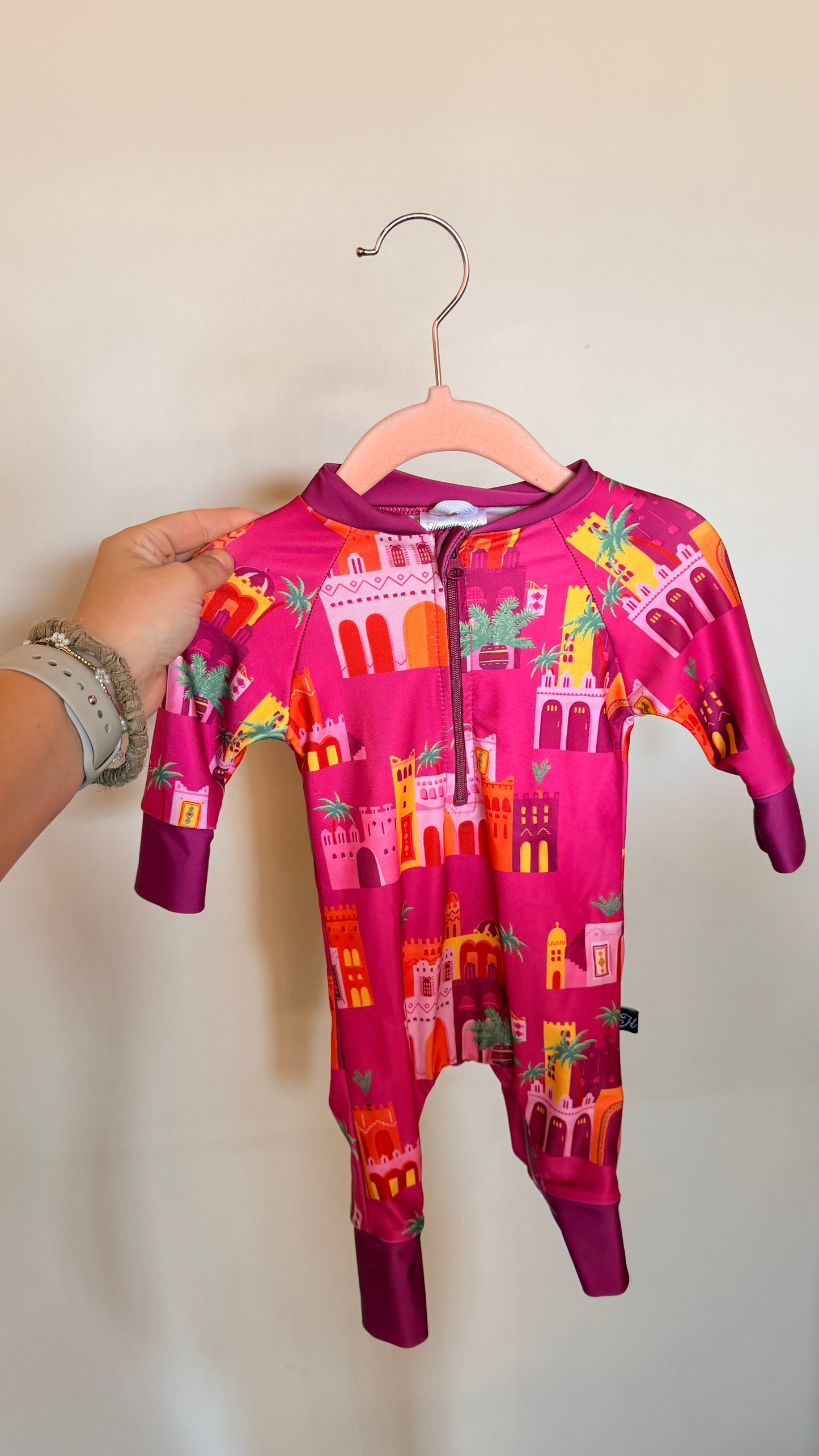 SM Consignment - Honeysuckle Pink Tropical Swim Suit 0-6M
