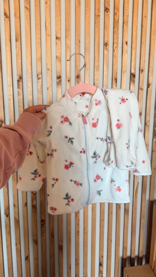 CC - Consignment - H&M White Fleece Floral Set - 6-9M