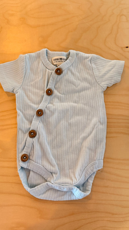 CC - Consignment - Rabbit Bear Light Blue Ribbed Button Bodysuit 0-3M