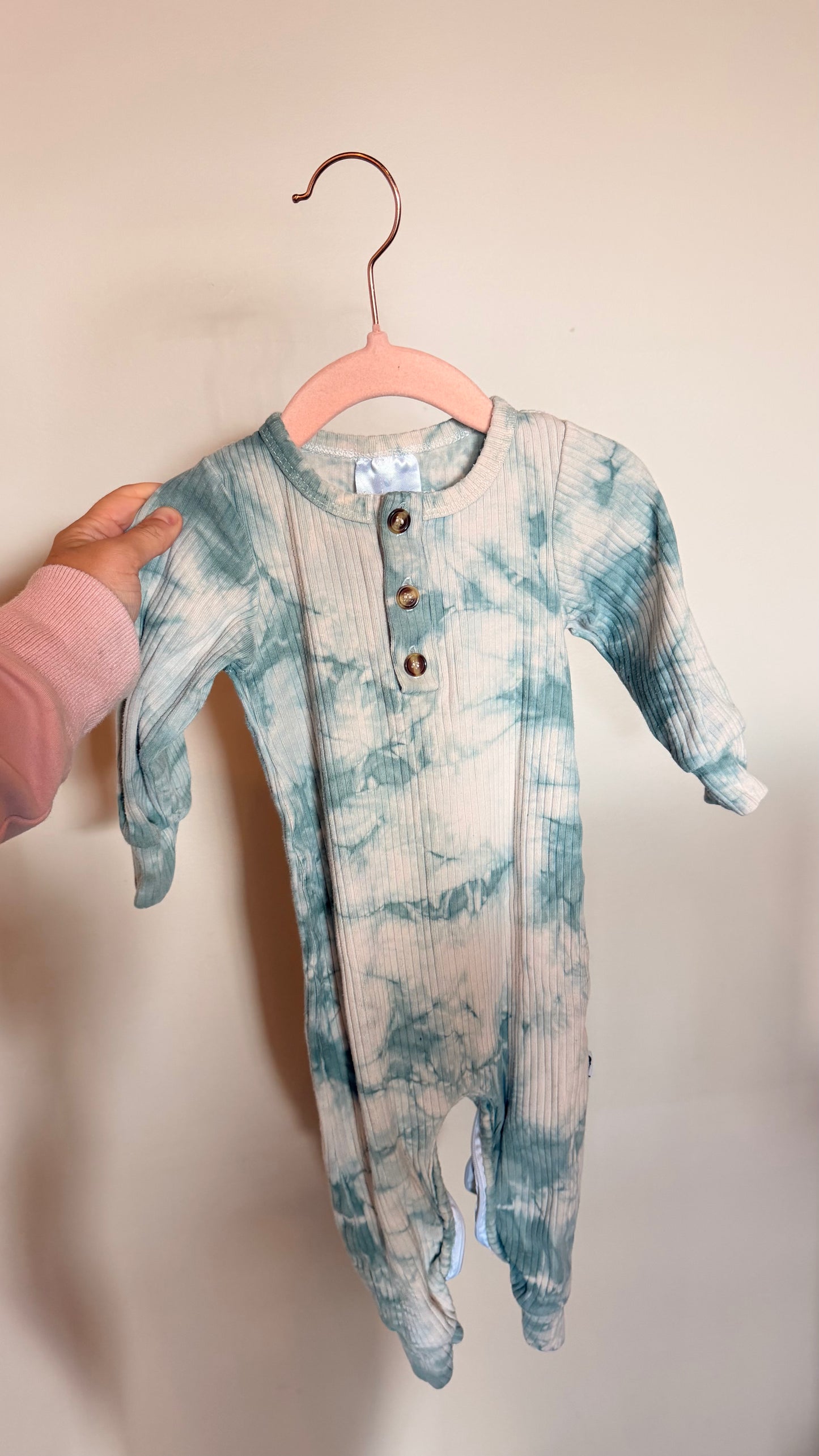 CD - Consignment - Fellow Human - Blue Tye Dye Ribbed Romper 12-18M
