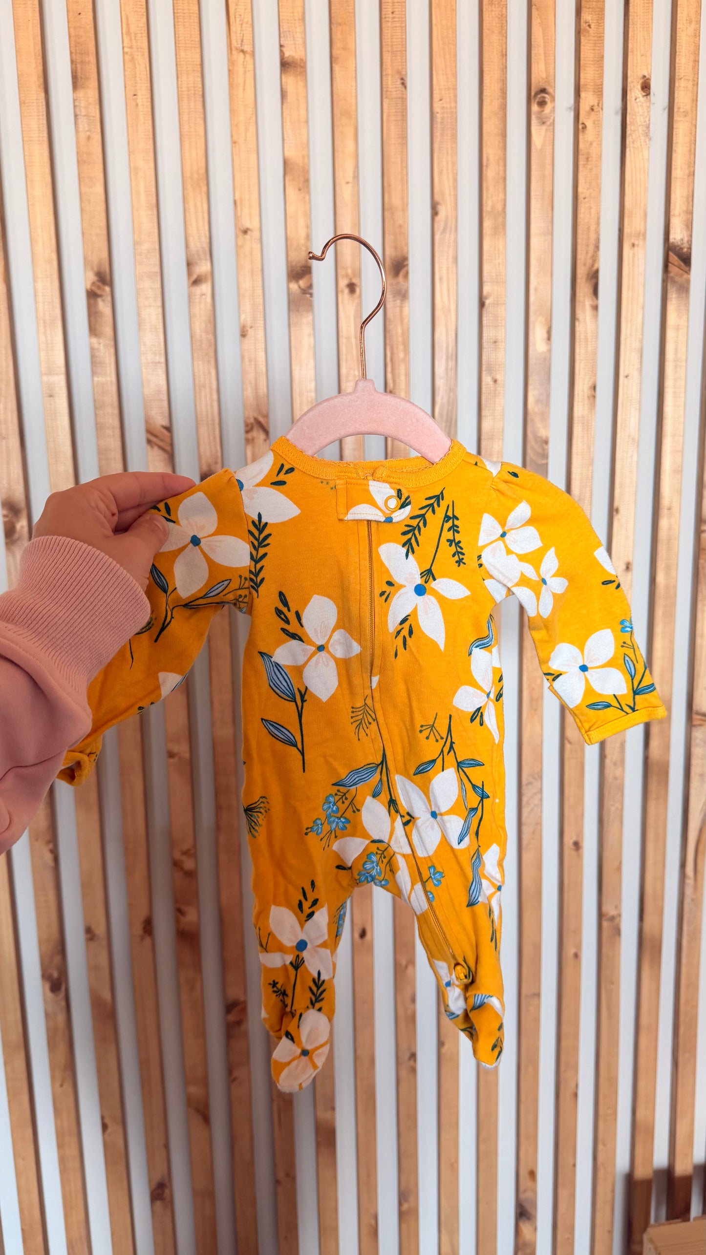CC - Consignment - Carters Yellow Floral Sleeper - Newborn