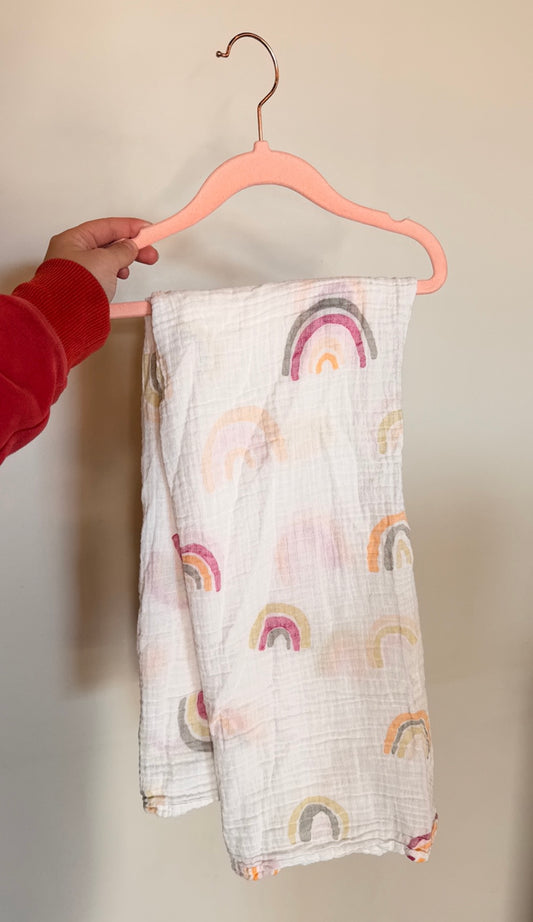 CC Consignment - Cream Rainbow Muslin Receiving Blanket