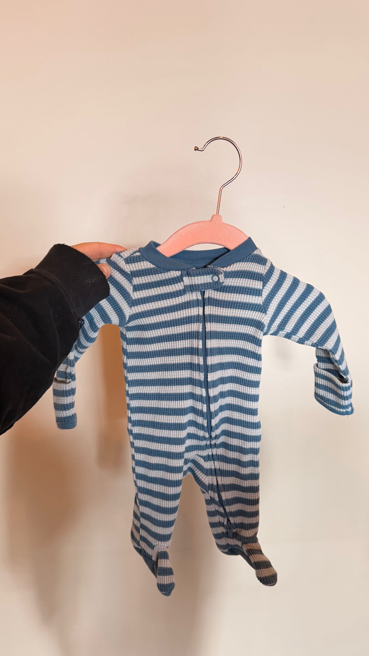 BB Consignment - Little Planet - Blue/Grey Ribbed Sleeper Newborn