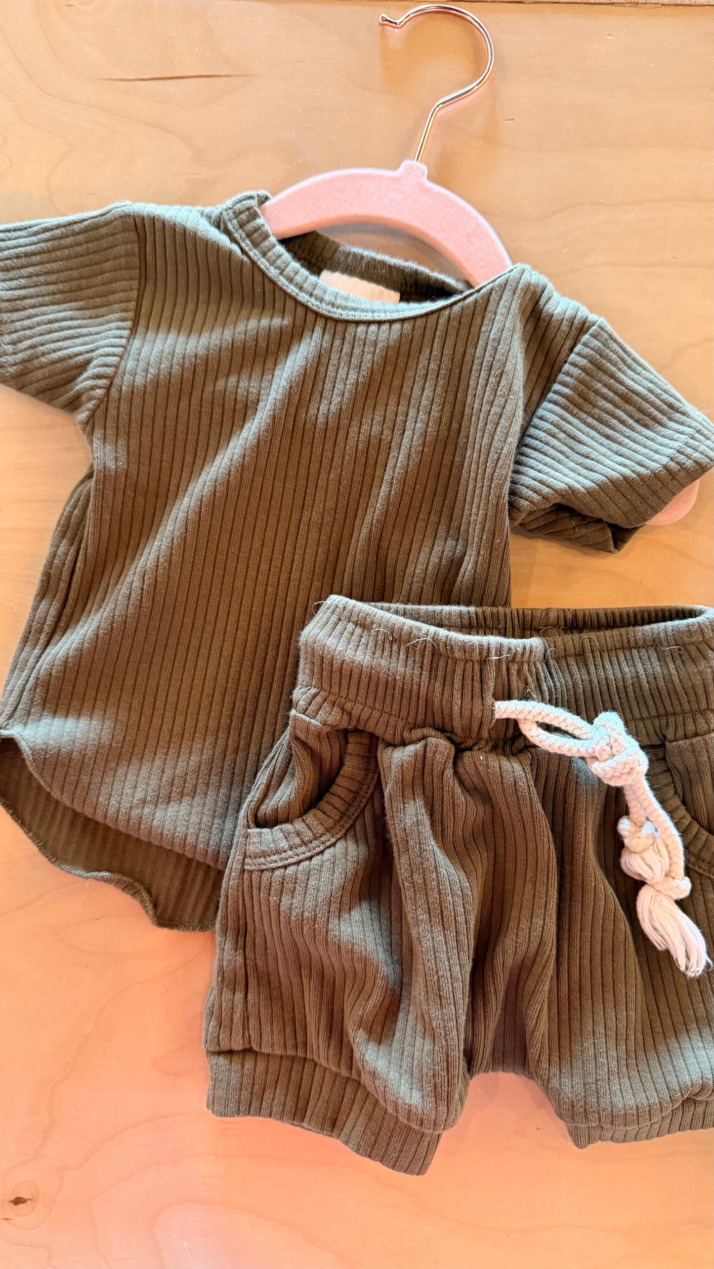 RJ - Consignment - Fellow Human Olive Ribbed Set 3-6M