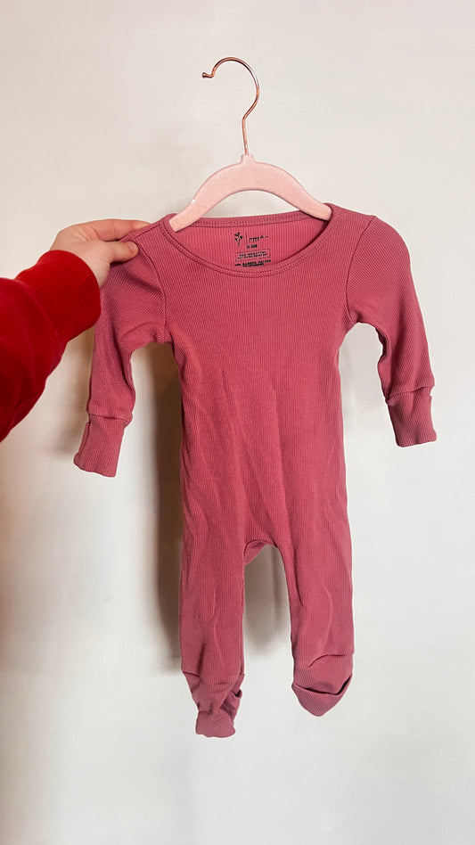 BH - Consignment - Poppy & Co Dark Pink Bamboo Ribbed Romper - 0-3M