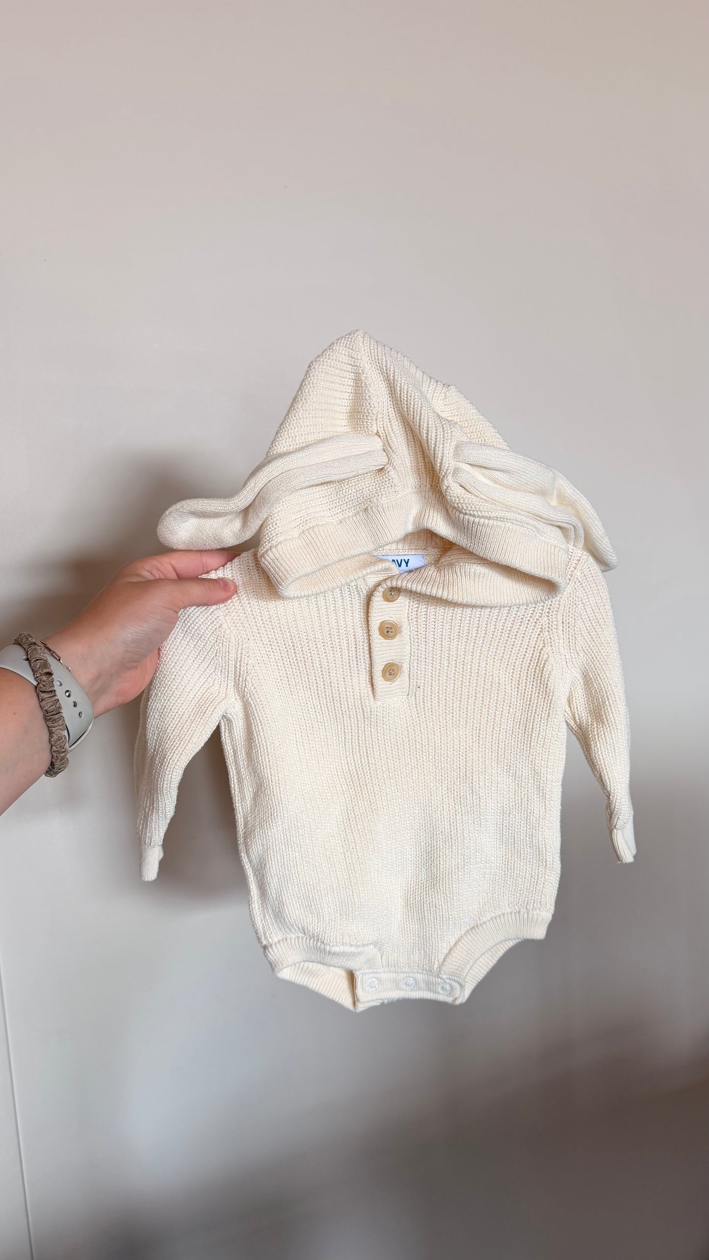 CM - Consignment - Old Navy Cream Bunny Knit Bodysuit 0-3M