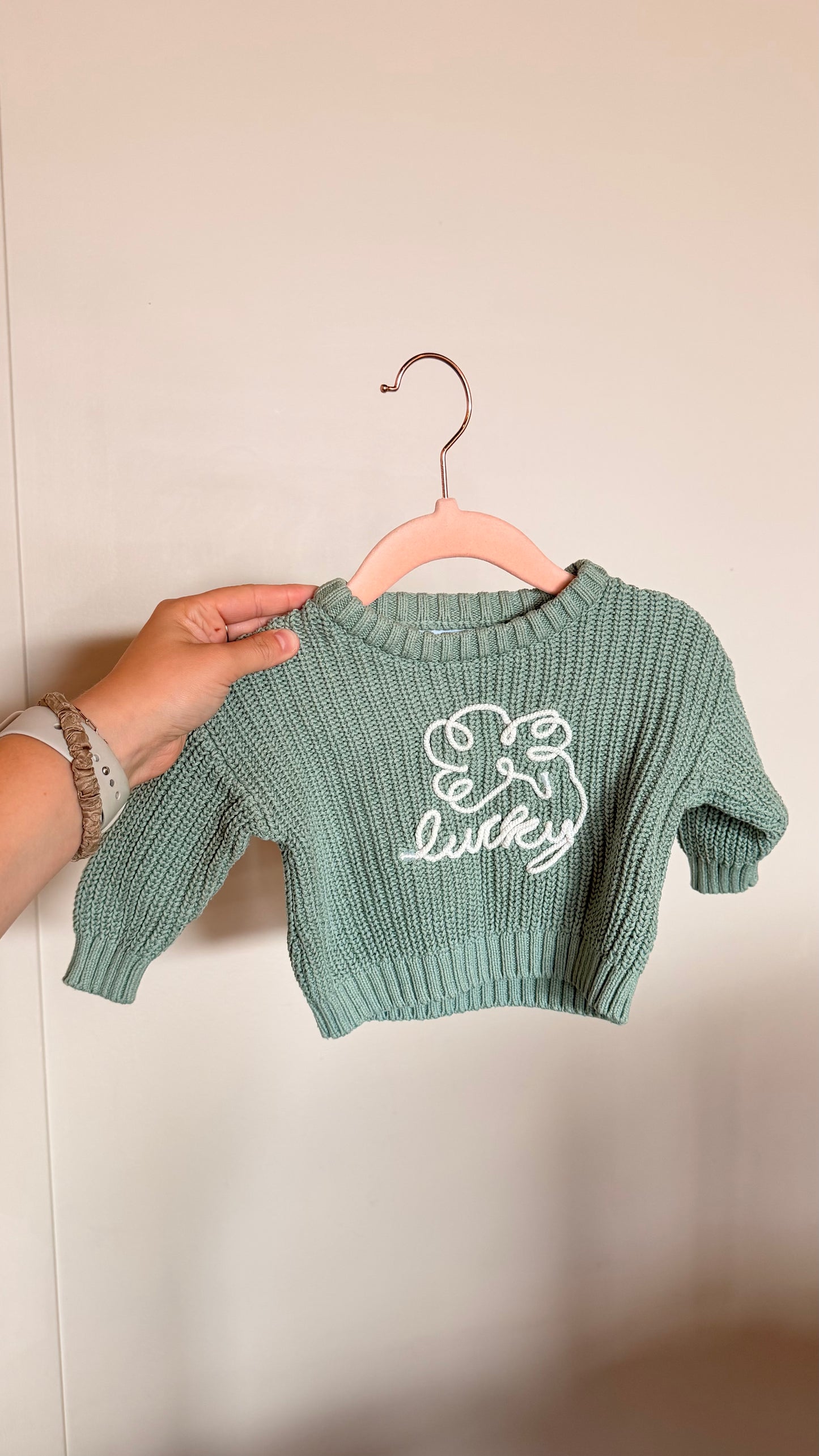 CM - Consignment - Old Navy - Sage Lucky Knit Crewneck 0-3M