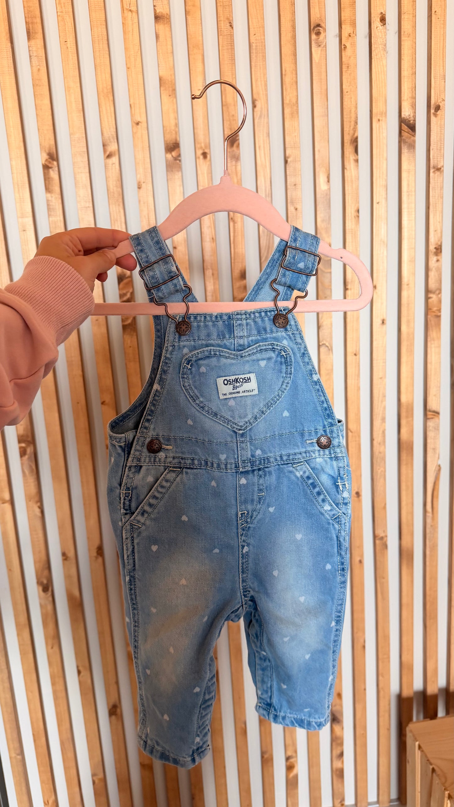 CC - Consignment - OshKosh Heart Denim Overalls - 6M