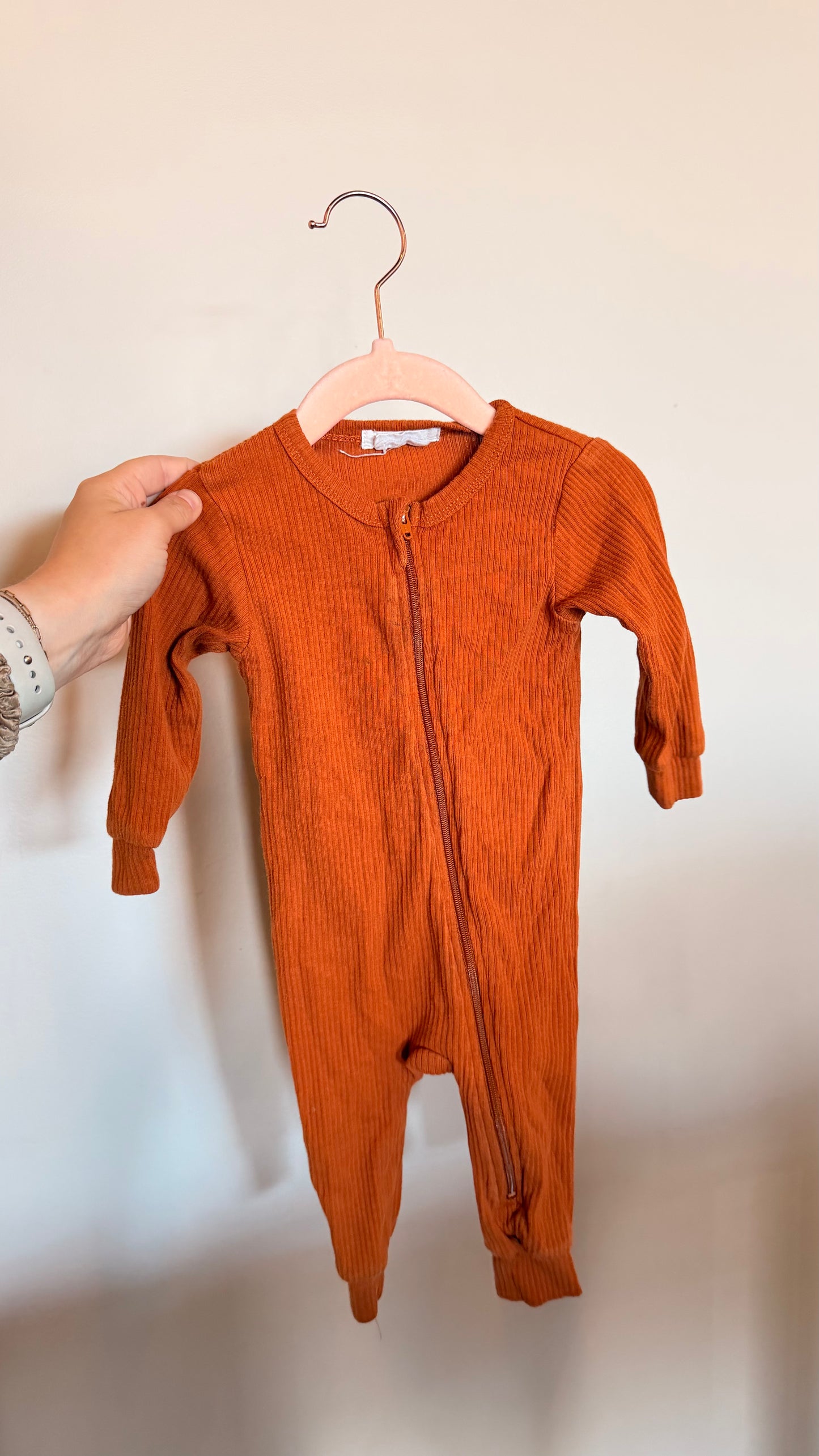 AL - Consignment - Petit Lem - Burnt Orange Ribbed Sleeper - 6M