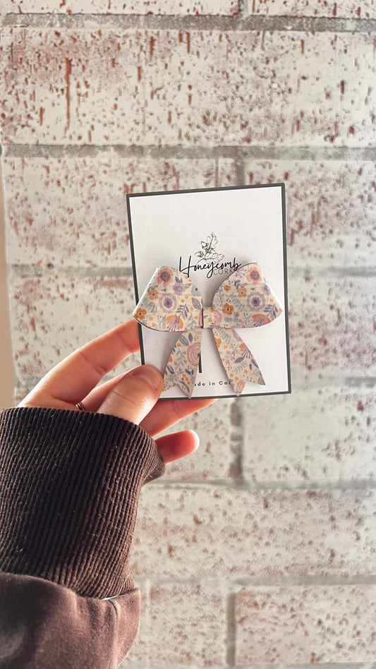 Honeycomb Cork - Stella Bow - Clip - Pastel Floral