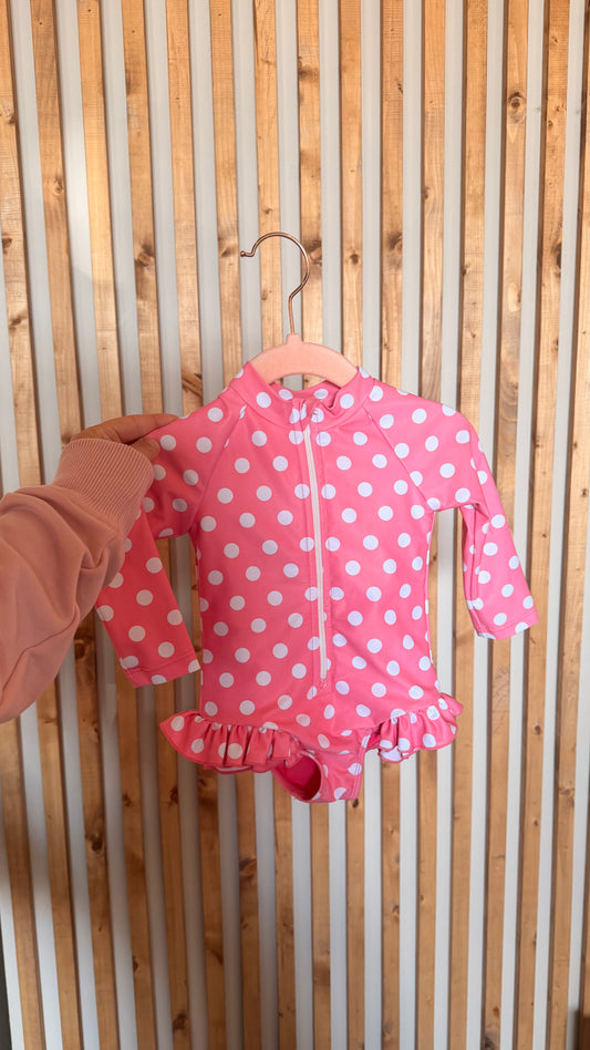CC - Consignment - Imagine Perry - Pink Polka Dot Swimsuit 6-12M