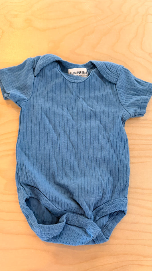 CC - Consignment - Rabbit Bear Dark Blue Ribbed Bodysuit 0-3M